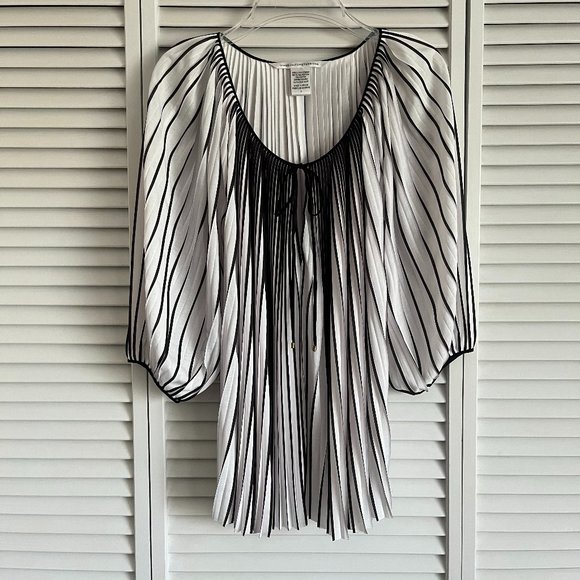 Diane Von Furstenberg DVF New Keoni blouse white & black stripe women’s size 0 - Picture 1 of 15